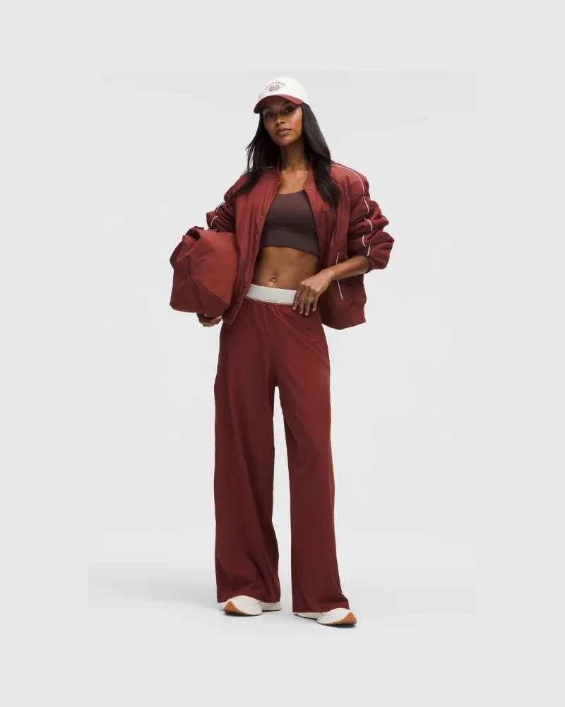 LULULEMON Swift Hose mit hohem Bund und weitem Bein Logo am Bund für Frauen – Orange – Größe Rockwood