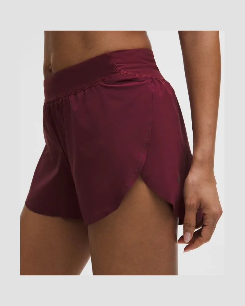 LULULEMON Fast and Free Shorts im Classic Fit mit Saumschlitz und hohem Bund für Frauen – 8 cm – Größe in Burgundy Bay Burgundy