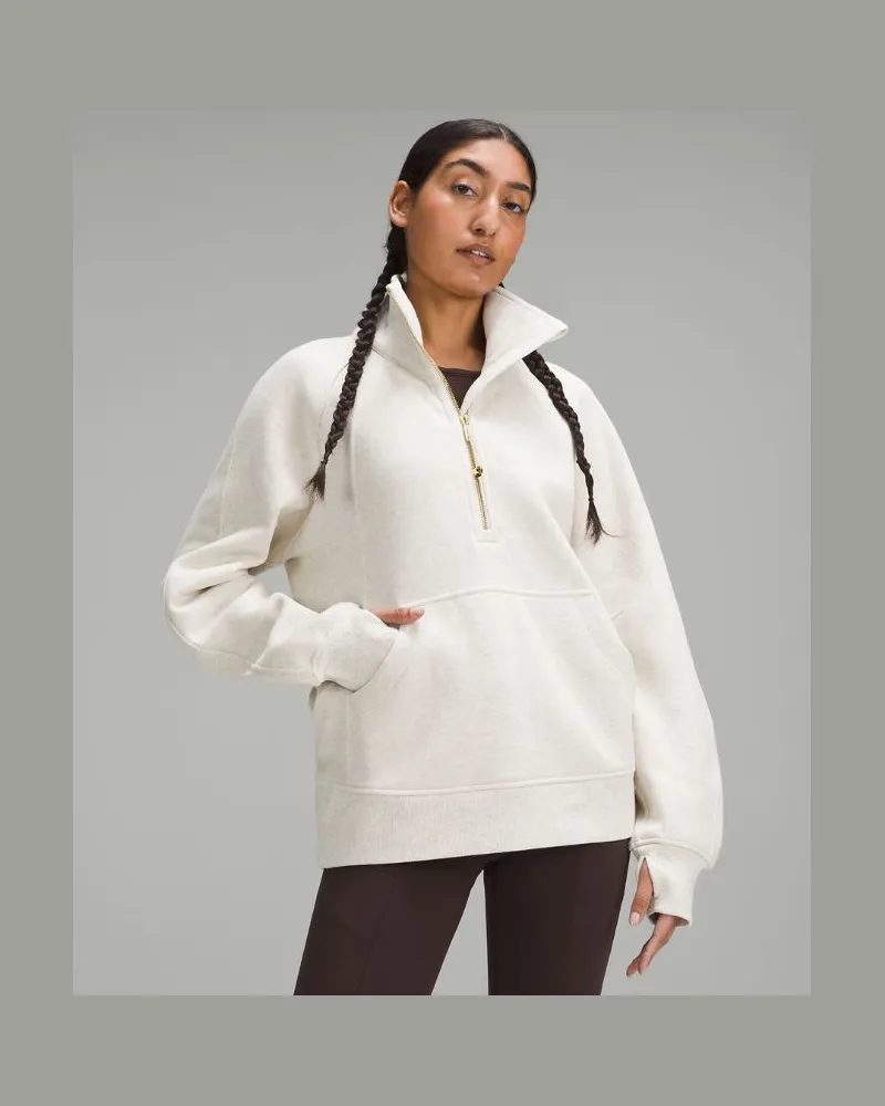 LULULEMON Scuba Oversized-Pullover mit Trichterkragen und halblangem Reißverschluss Lang Heathered