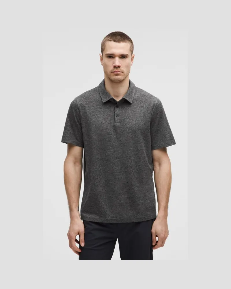 LULULEMON Soft Jersey Kurzarm-Poloshirt für Männer – Größe in Heathered Black/Heathered Graphite Grey Heathered