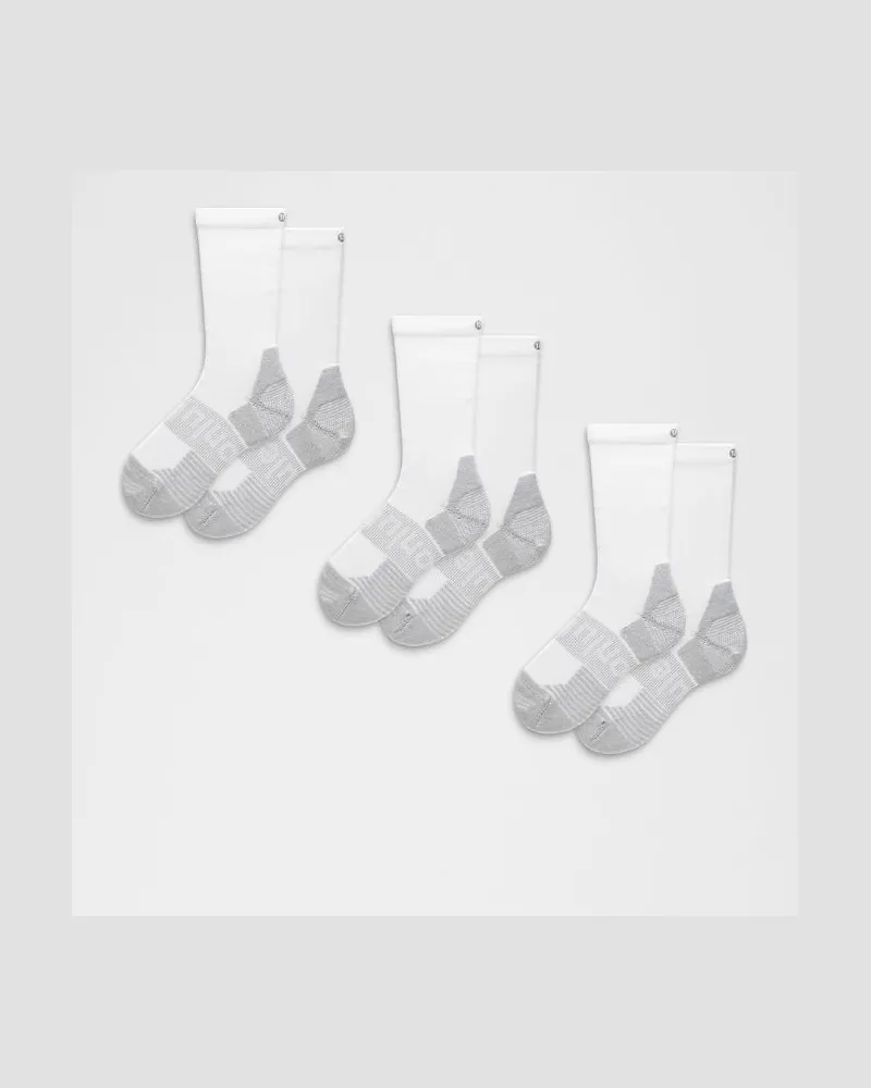 LULULEMON Power Stride Crew-Socken mit Polsterung im 3er-Pack – Größe in Weiß Weiß