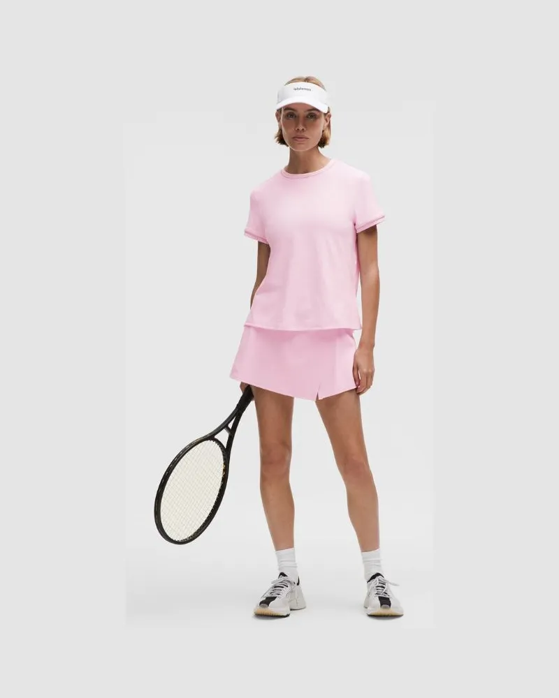 LULULEMON Tennis-Kurzarmshirt mit Rundhalsausschnitt Grafik für Frauen – Größe in Pink Organza/Pink Haze Pink