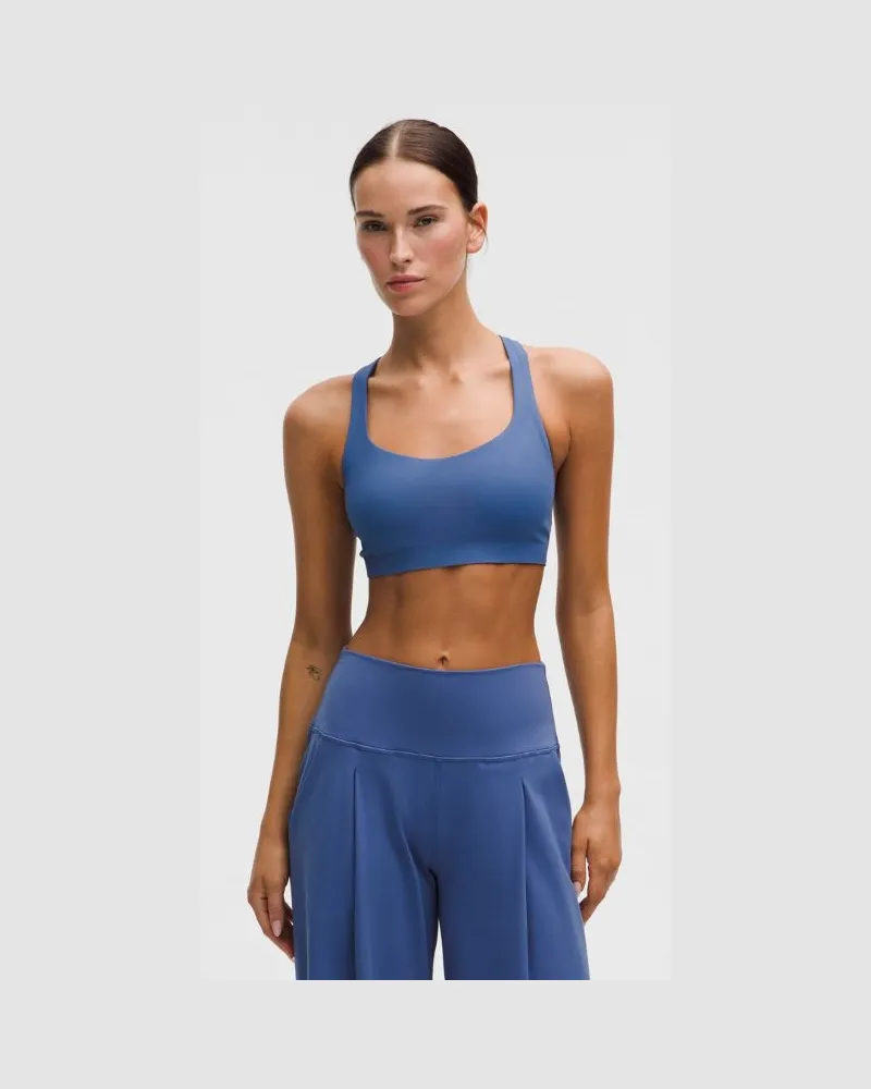 LULULEMON FlexyFlex Yoga-BH mit überkreuzten Trägern Leichter Halt für A-C Cups für Frauen – Größe in Brilliant Blue Brilliant