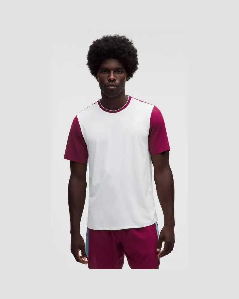LULULEMON Piqué-Tennis-Kurzarmshirt mit einsätzen für Männer – Größe in Weiß/Raspberry Rave/Dreamy Blue Weiß