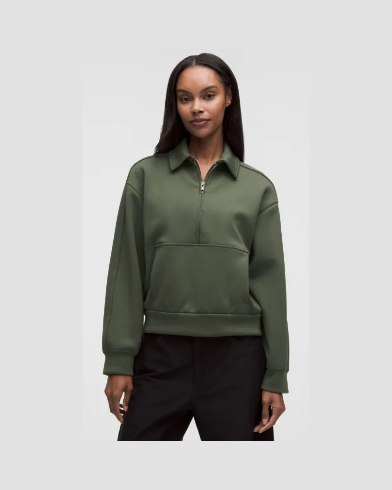 LULULEMON Smooth Spacer-Sweater mit Kragen und kurzem Reißverschluss für Frauen – Größe in Sassy Sage Sassy