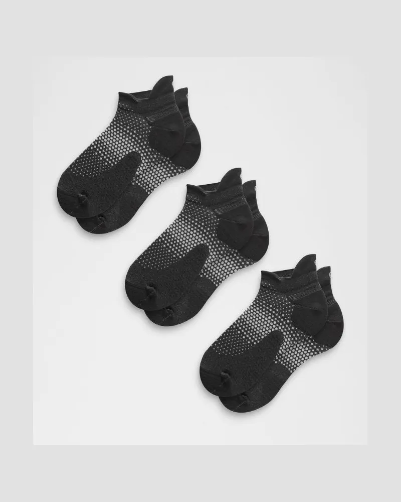 LULULEMON MacroPillow Laufsocken mit Knöchelschutz und mittlerer Dämpfung 3er-Pack für Frauen – Größe in Black/Silver Drop Black