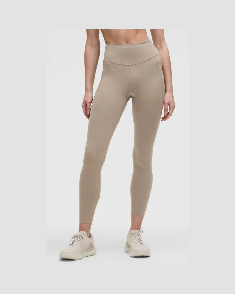 LULULEMON Fast and Free Leggings mit hohem Bund 5 Taschen für Frauen – 64 cm – Khaki – Größe Warm