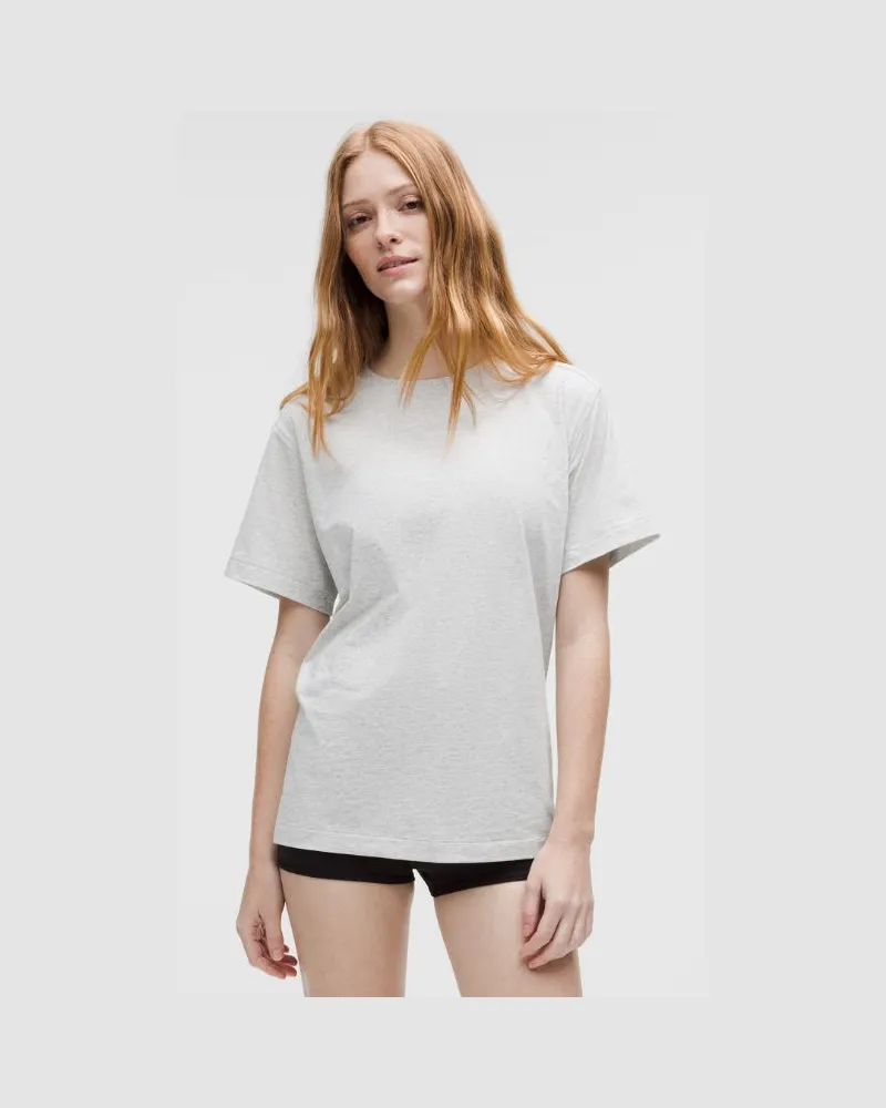 LULULEMON T-Shirt aus Bio- mit Rundhalsausschnitt für Frauen – Größe in Heathered Core Ultra Light Grey Heathered