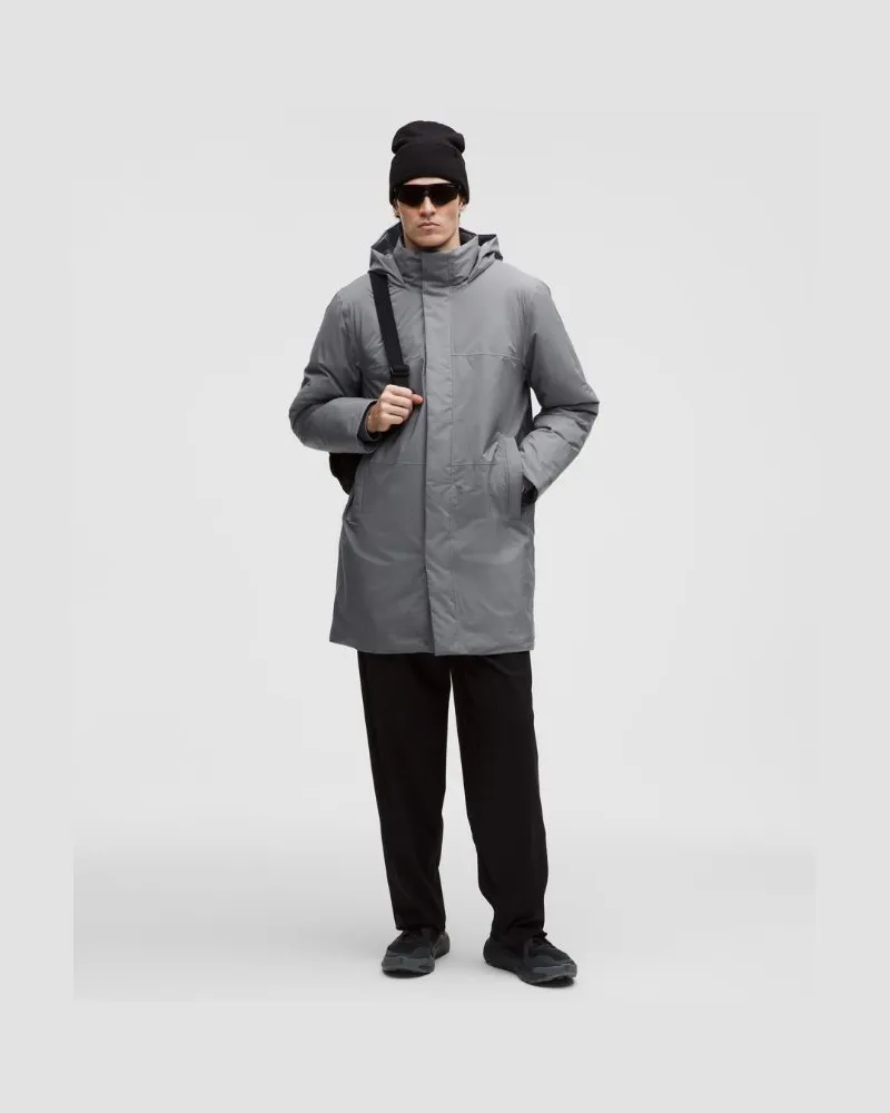 LULULEMON StretchSeal Insulated Rain Jacket für Männer – Größe in Solar Grey Solar