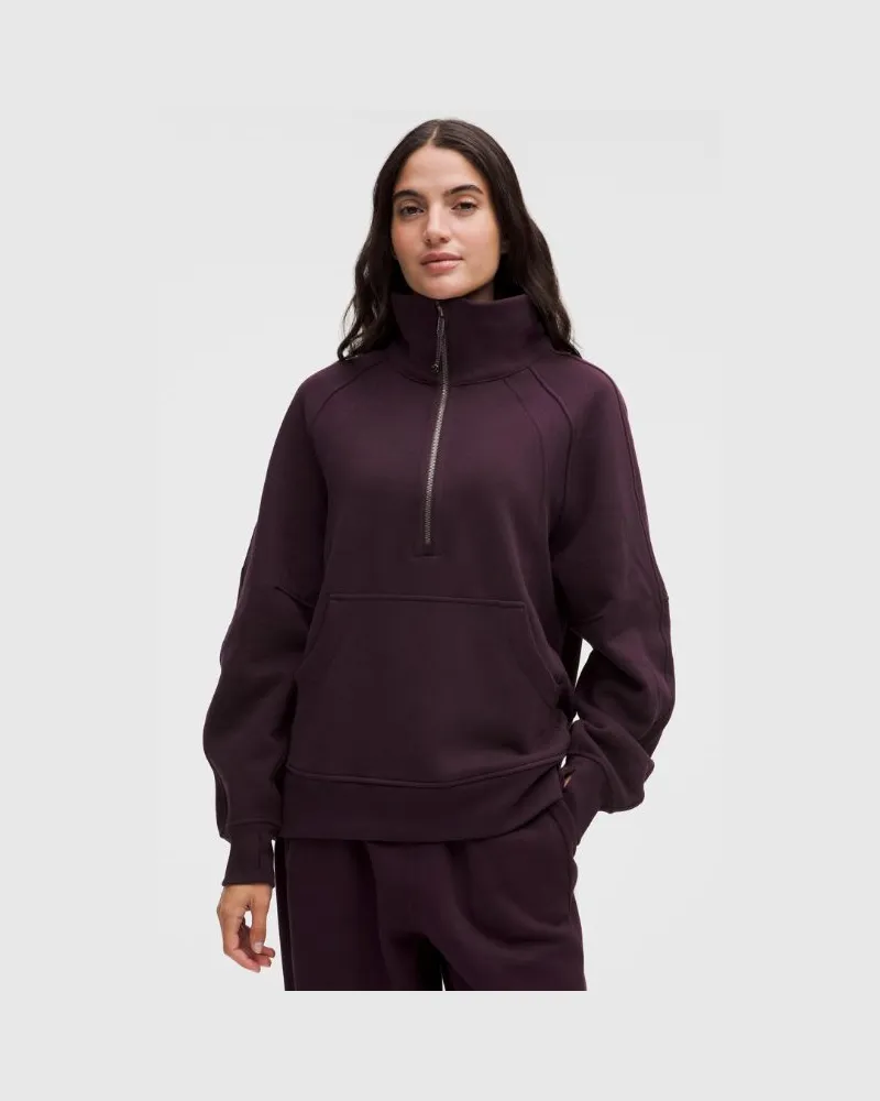 LULULEMON Scuba Oversized-Pullover mit Trichterkragen und halblangem Reißverschluss Lang für Frauen – Größe in Black Plum Black