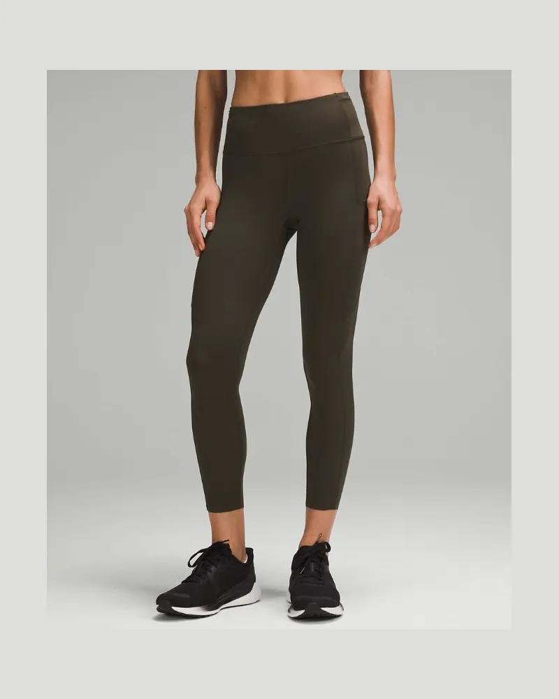 LULULEMON Fast and Free Leggings mit hohem Bund für Frauen – 64 cm – Größe in Dark Olive Dark