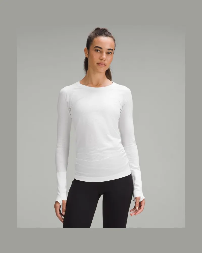 LULULEMON Swiftly Tech Langarmshirt 2.0 Hüftlänge für Frauen – Größe in White White