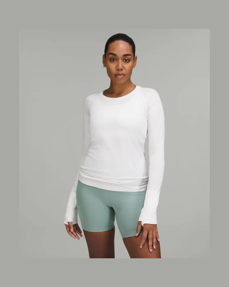 LULULEMON Swiftly Tech Langarmshirt 2.0 Hüftlänge für Frauen – Größe in White White
