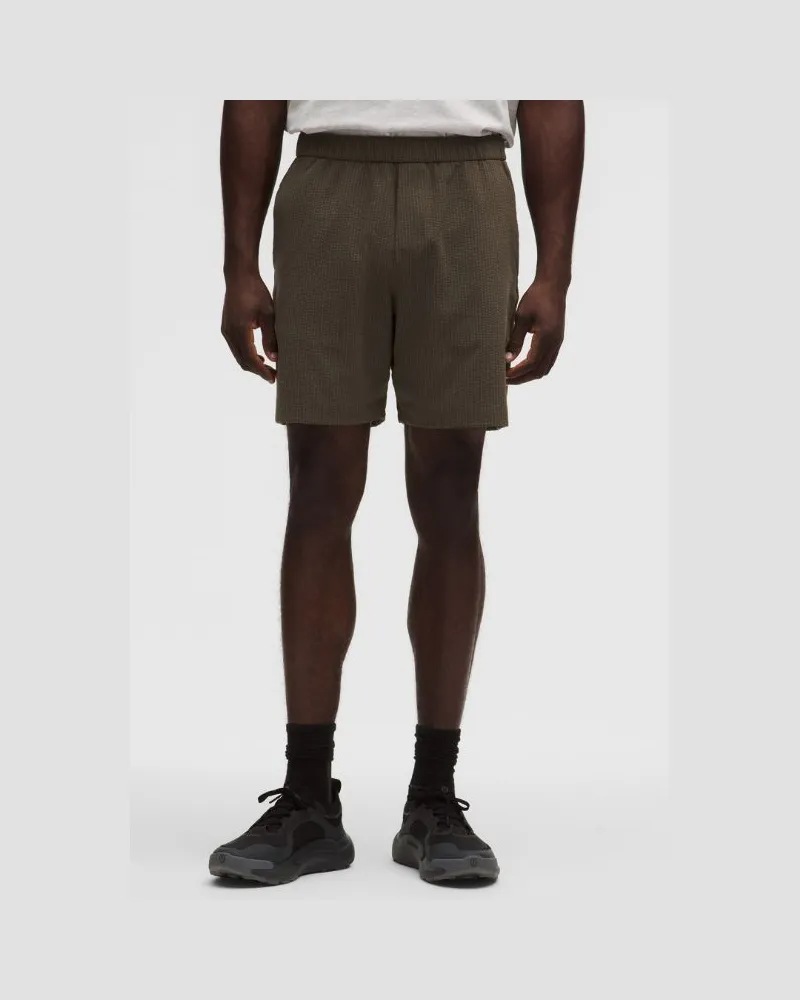 LULULEMON ABC Strukturierte Pull-on-Shorts aus für Männer – 18 cm – Größe in Olive Brown Olive