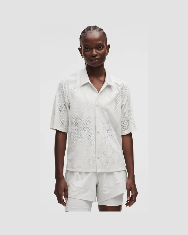LULULEMON Kurzarmshirt aus Jacquard-Mesh SLNSH Kollektion für Frauen – Größe in Light Vapor Light