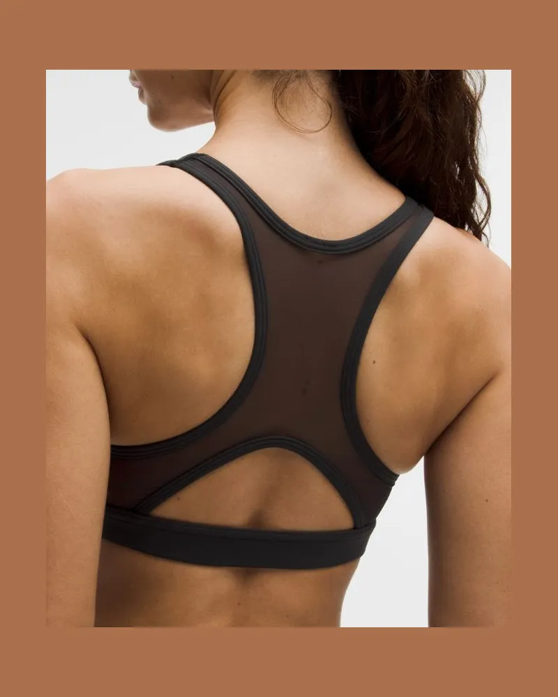 LULULEMON Wunder Train-BH mit Mesheinsatz hinten Mittlerer Halt für B/C-Cups für Frauen – Größe in Schwarz Schwarz