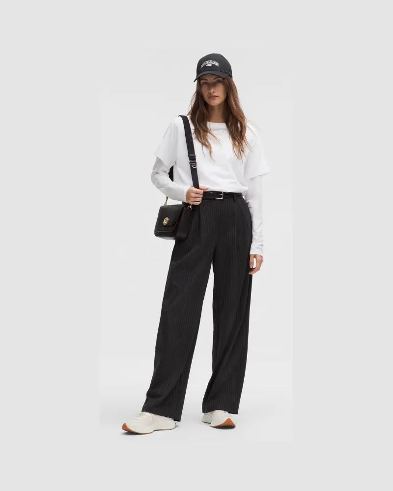 LULULEMON Daydrift Hose mit hohem Bund und weitem Bein Normale Länge für Frauen – Größe in Schwarz/Light Ivory Schwarz