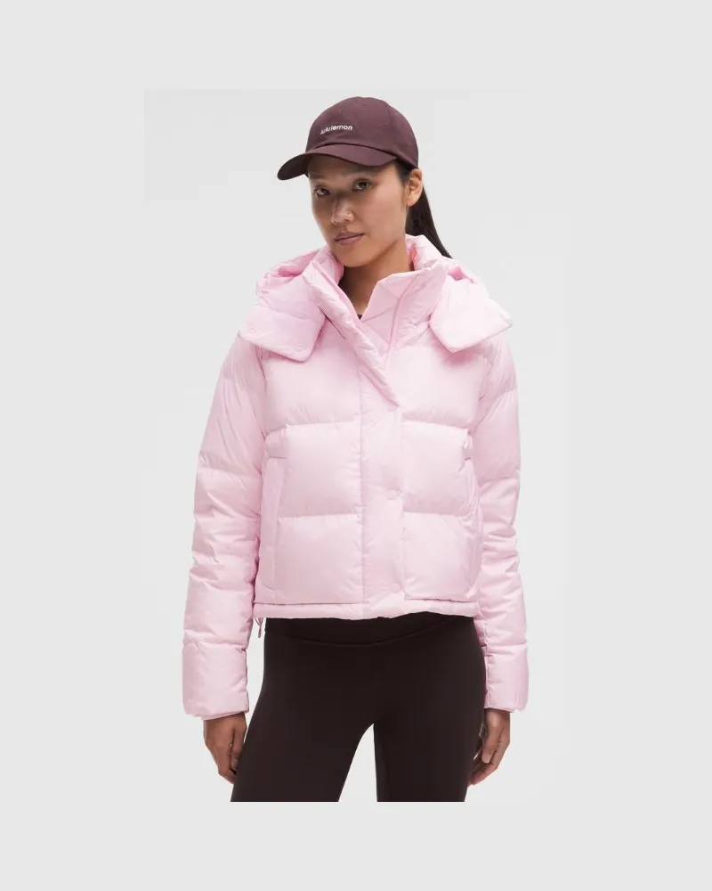 LULULEMON Crop-Pufferjacke (Daunen mit Füllkraft 600) für Frauen – Größe in Blissful Pink Blissful