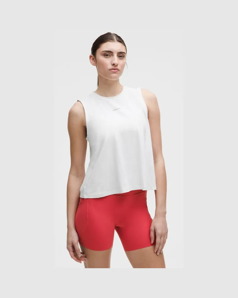 LULULEMON Pace Crush Tanktop mit überkreuzter Rückseite und Grafik für Frauen – Größe in White White
