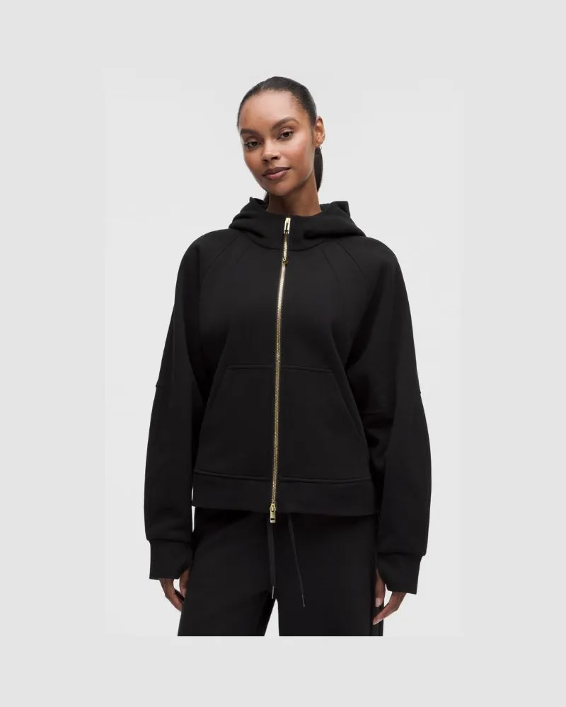 LULULEMON Scuba Oversized-Hoodie mit durchgehendem Reißverschluss, Evolve für Frauen – Größe in Schwarz/Gold Schwarz