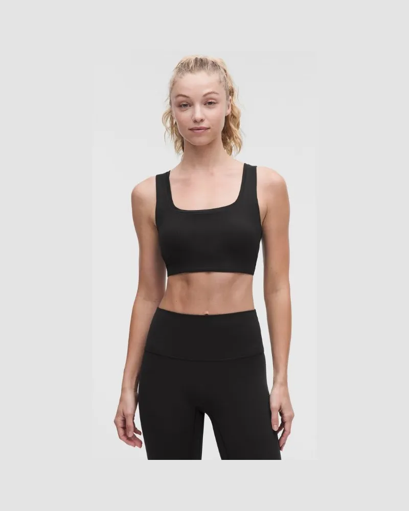 LULULEMON Gerippter Bend This-BH mit eckigem Ausschnitt und Racerback Leichter Halt für A–C-Cups für Frauen – Größe in Schwarz Schwarz