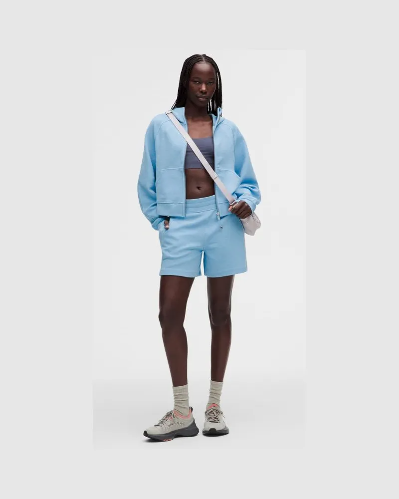 LULULEMON Scuba-Shorts mit hohem Bund Waffelstrick für Frauen – 13 cm – Größe in Heathered Dreamy Blue Heathered
