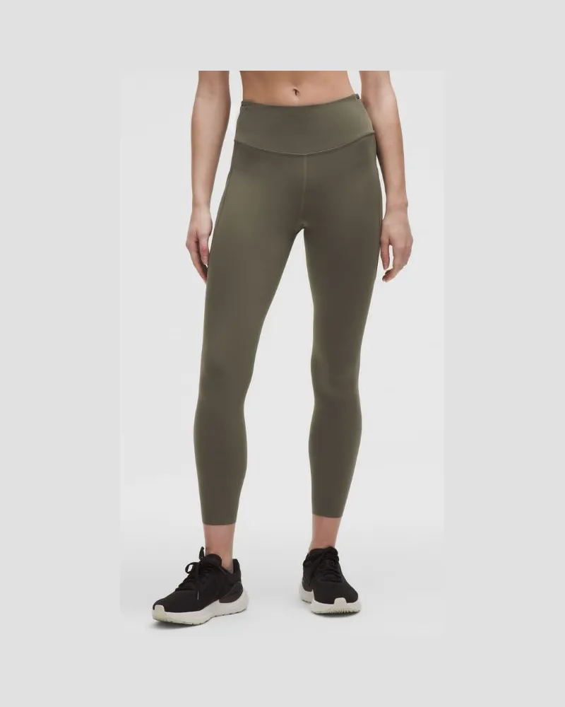 LULULEMON Fast and Free Leggings mit hohem Bund 5 Taschen für Frauen – 64 cm – Größe in Army Green Army