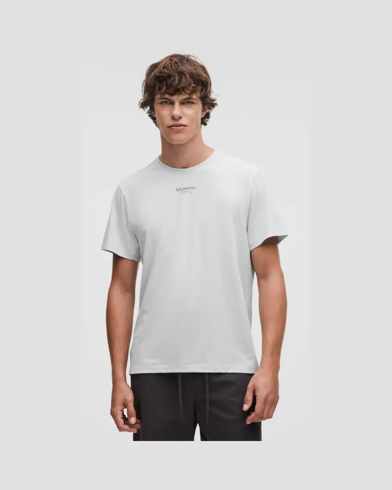 LULULEMON Leichtes Workout-Kurzarmshirt aus Strickmaterial für Männer – Größe in Heathered Vapor Heathered