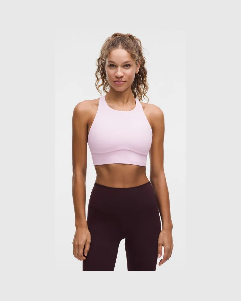 LULULEMON Energy Hochgeschlossener Longline-BH Evolve, Mittlerer Halt für B–D-Cups für Frauen – Größe in Blissful Pink Blissful