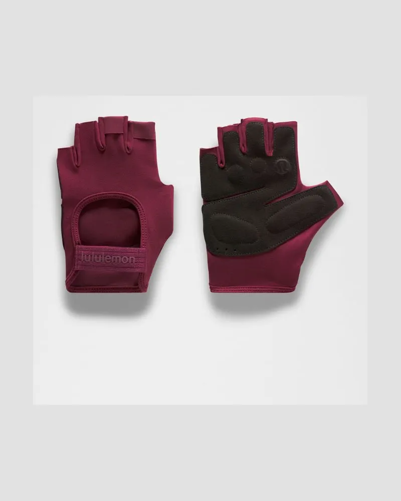 LULULEMON Wunder Train Gepolsterte Handschuhe Unisex – Größe in Burgundy Bay/Black Burgundy