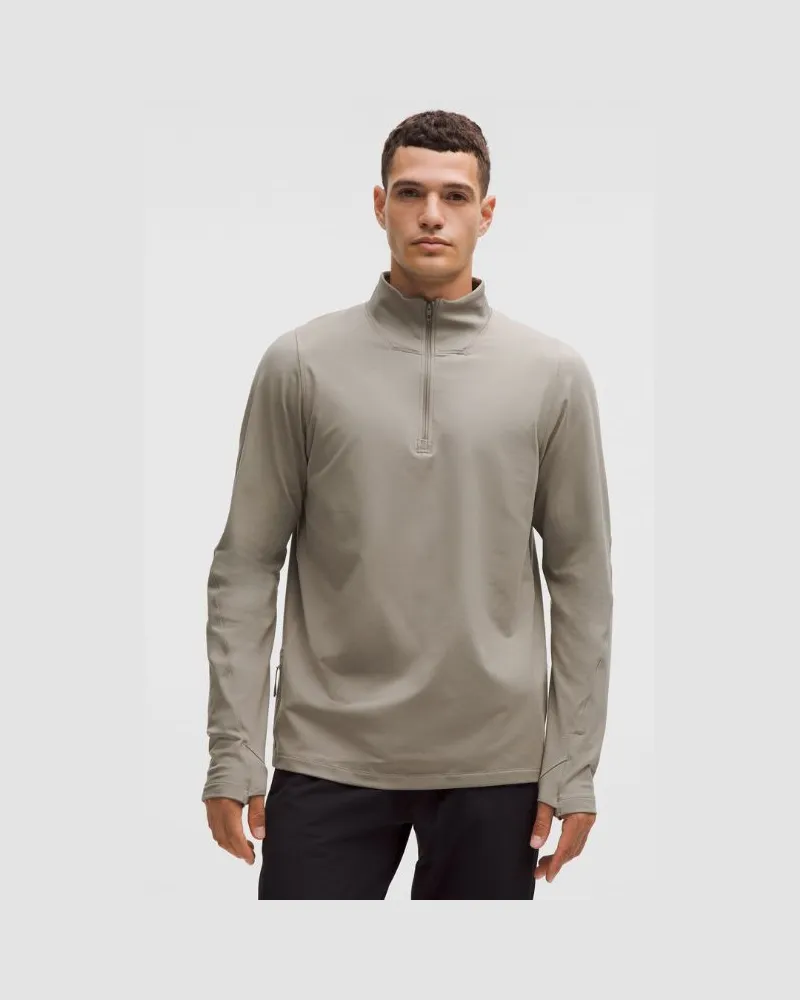 LULULEMON Rulu -Langarmshirt mit halblangem Reißverschluss für Männer – Khaki – Größe Warm