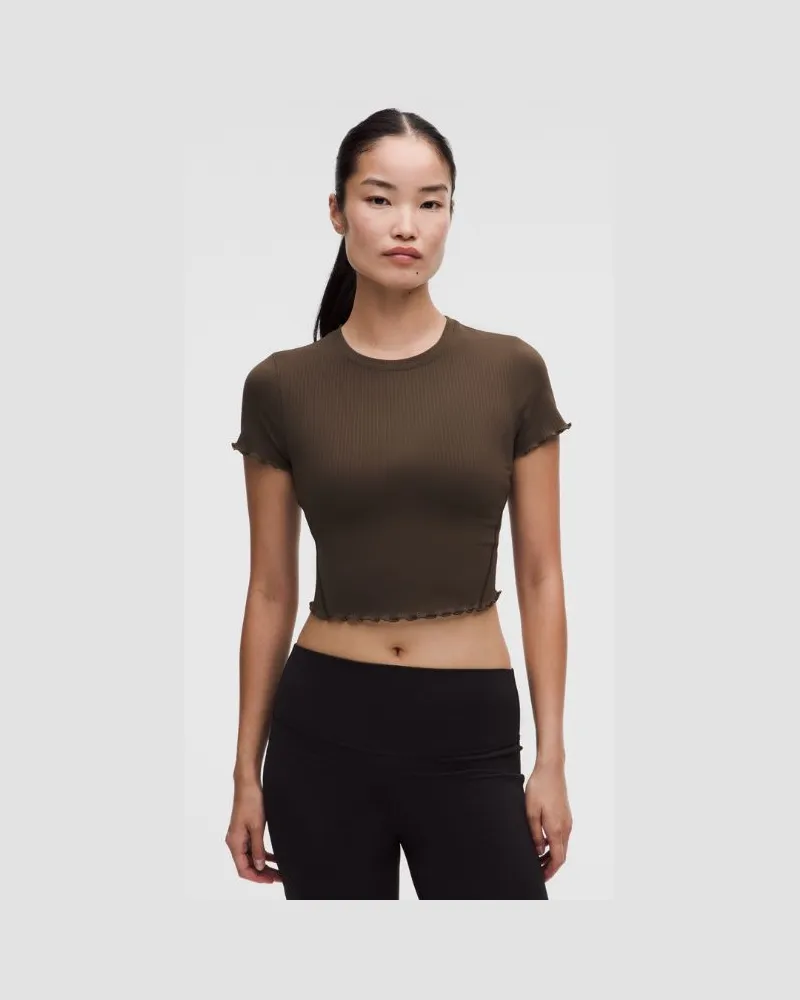 LULULEMON Nulu Baby-Tee mit gewelltem Saum für Frauen – Größe in Walnut Crunch Walnut