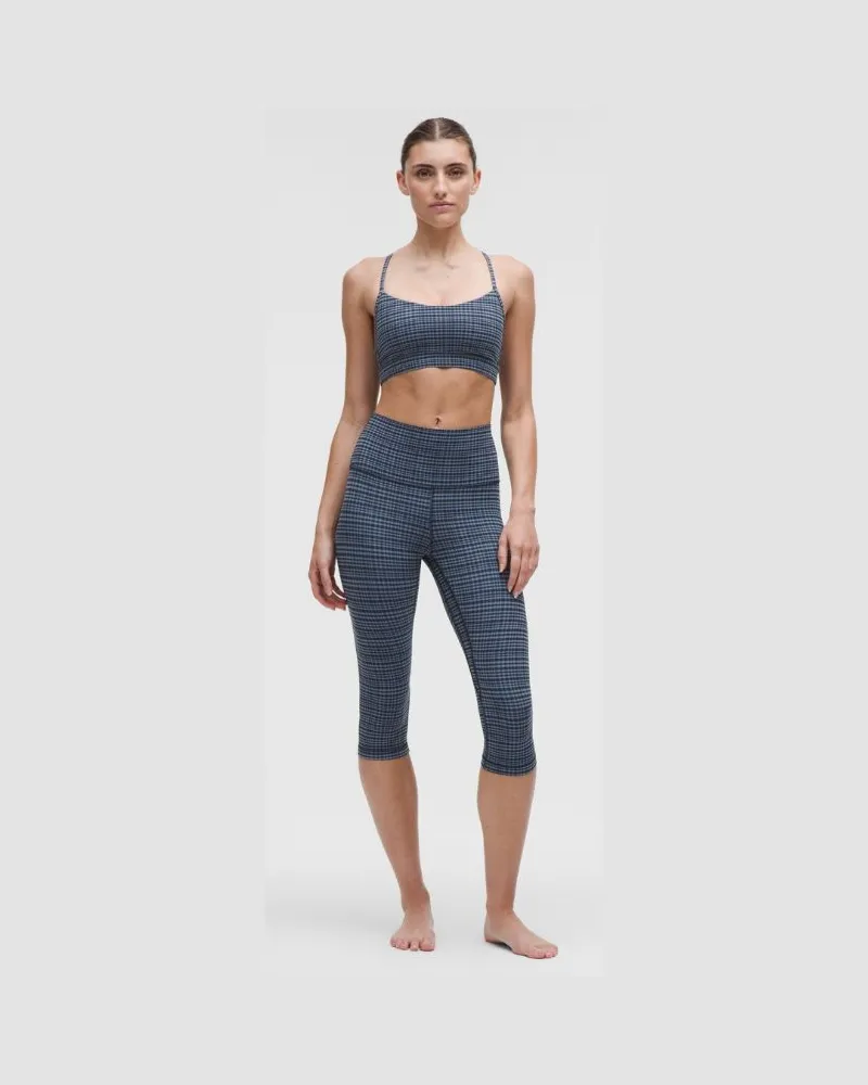 LULULEMON Align Crop Leggings mit hohem Bund für Frauen – 43 cm – Größe in Glow Grid Washed Denim Multi Glow
