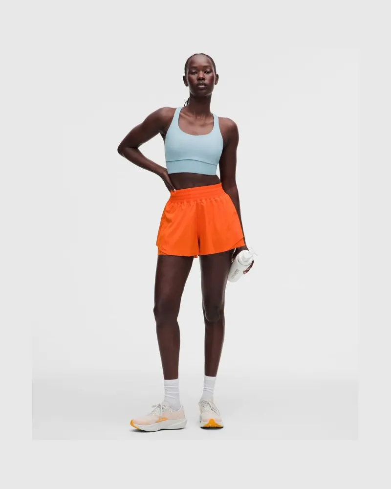 LULULEMON Shake It Out Lauf-Shorts mit hohem Bund für Frauen – 6 cm – Orange – Größe Orange