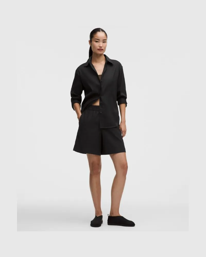 LULULEMON LuluLinen Shorts mit hohem Bund im Relaxed Fit für Frauen – 18 cm – Größe in Schwarz Schwarz