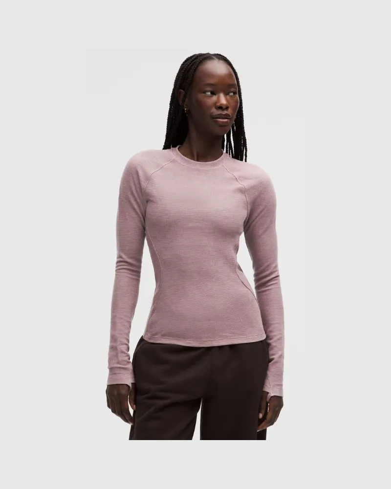 LULULEMON Waffle-Knit Crewneck Base Layer für Frauen – Größe in Heathered Twilight Rose Heathered