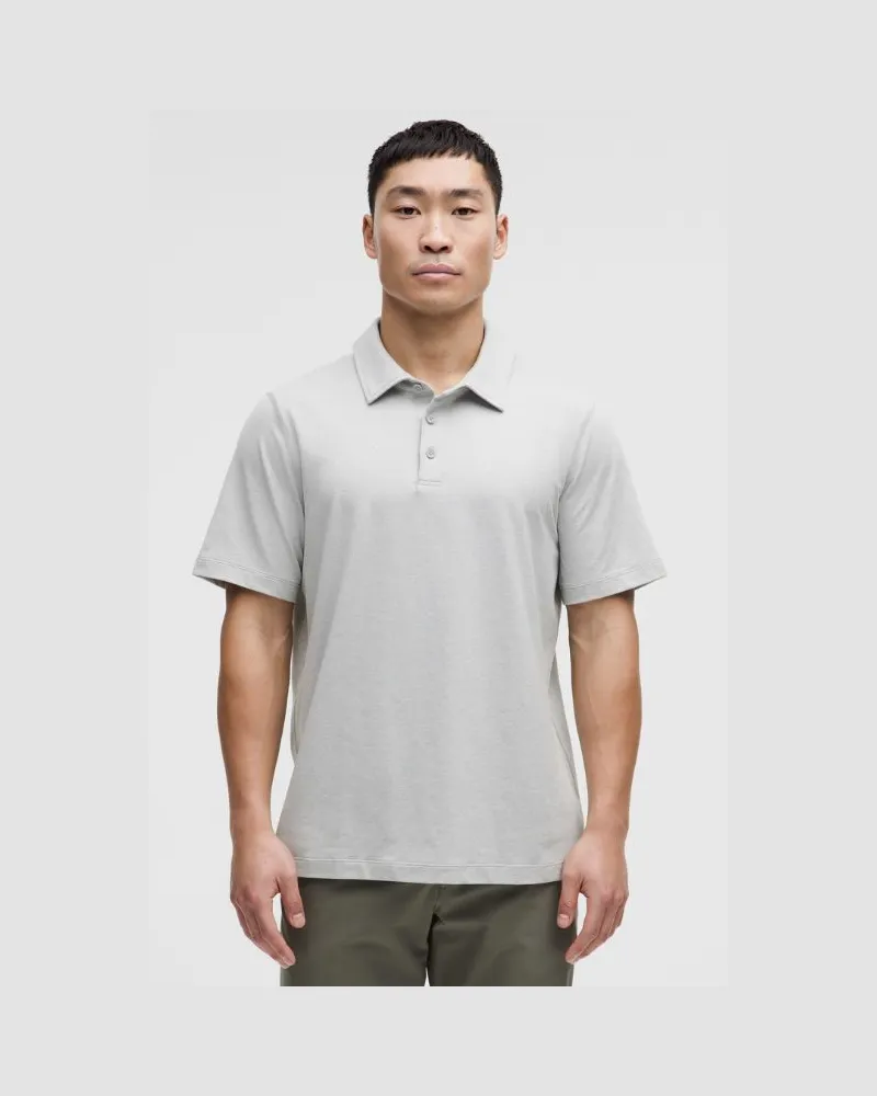 LULULEMON Soft Jersey Kurzarm-Poloshirt für Männer – Größe in Heathered Vapor/Heathered Silver Drop Heathered