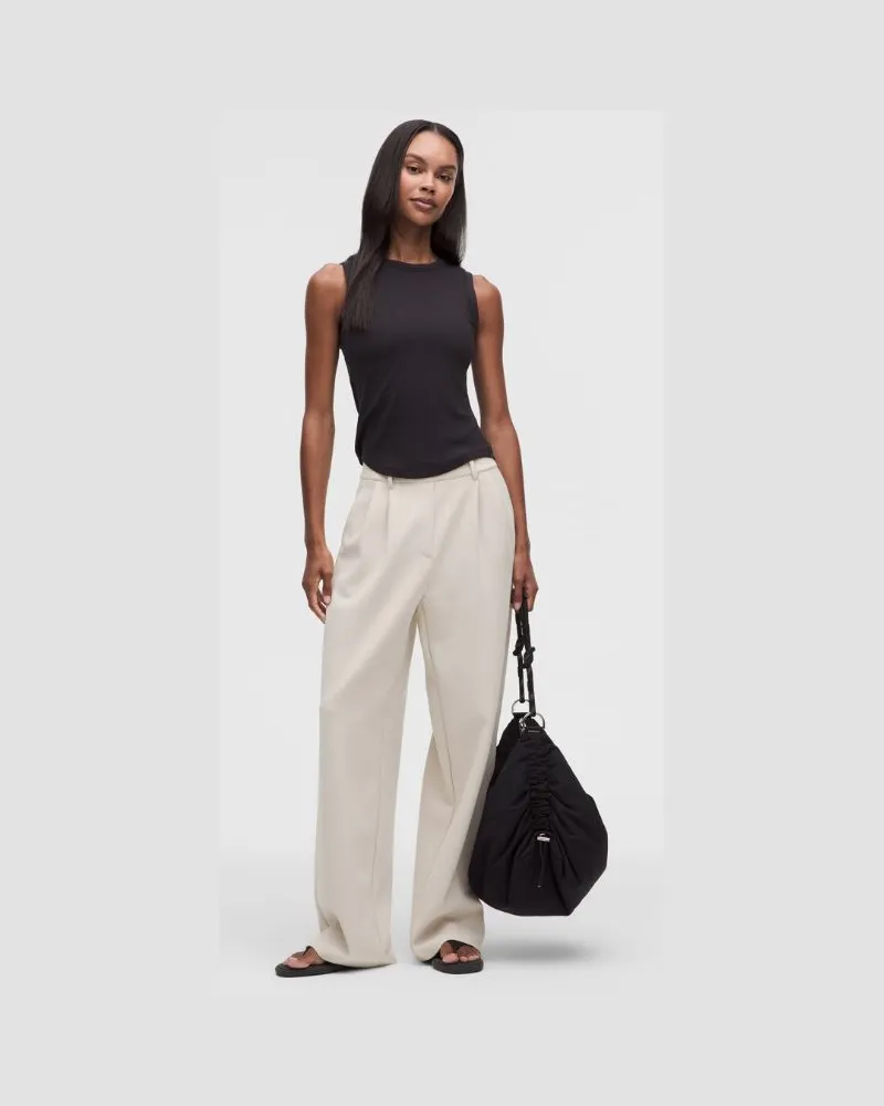 LULULEMON Daydrift-Hose mit hohem Bund und weitem Bein Twill für Frauen – Khaki – Größe Heathered
