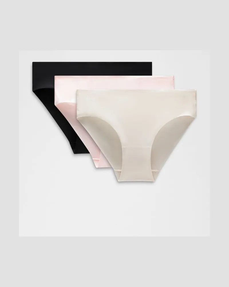LULULEMON InvisiWear Bikini-Unterwäsche mit mittelhohem Bund 3er-Pack für Frauen – Größe in Black/Light Ivory/Pink Pearl Black