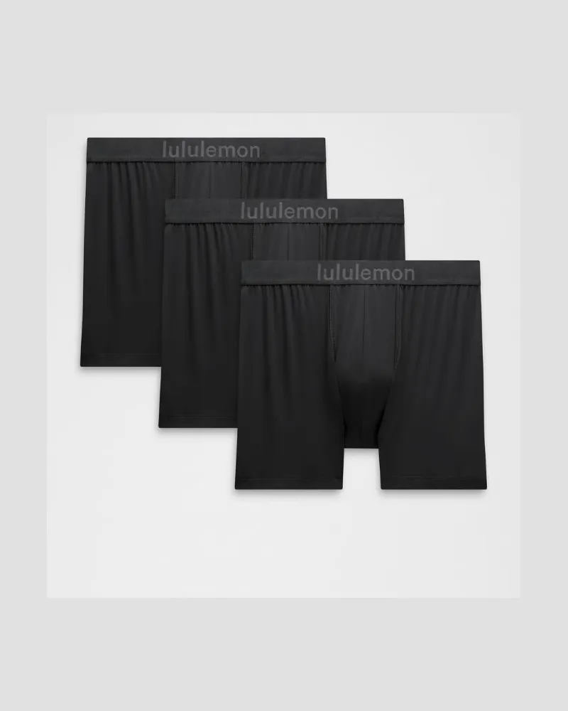 LULULEMON Weiche, stretchige Boxershorts 3er-Pack für Männer – 13 cm – Größe in Black Black