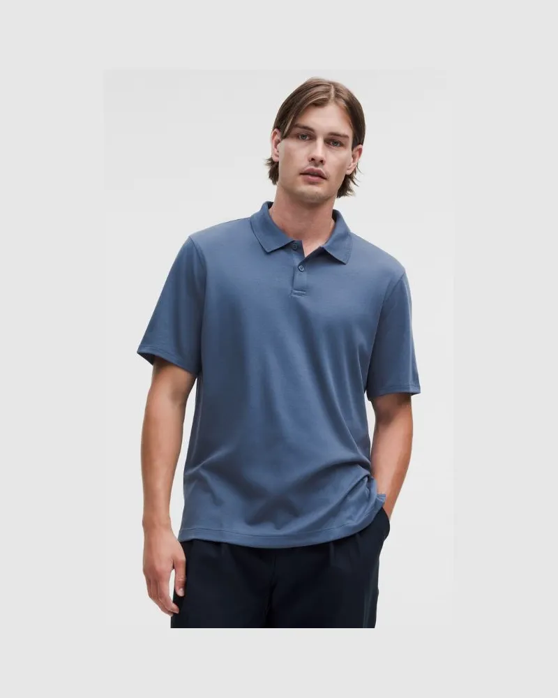 LULULEMON Kurzarm-Poloshirt aus Bio-Baumwolle für Männer – Größe in Blue Twill Blue