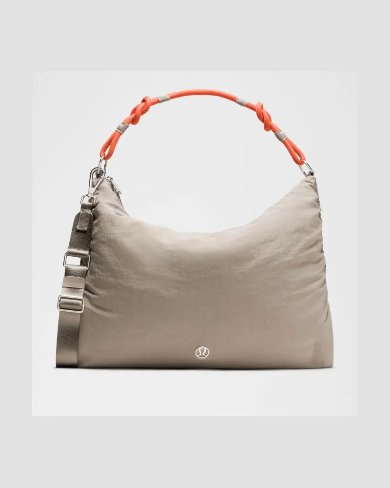 LULULEMON Wandelbare, raffbare Crossbody-Tasche Groß 16 L – Größe in Warm Ash Grey/Sunburst Orange Warm