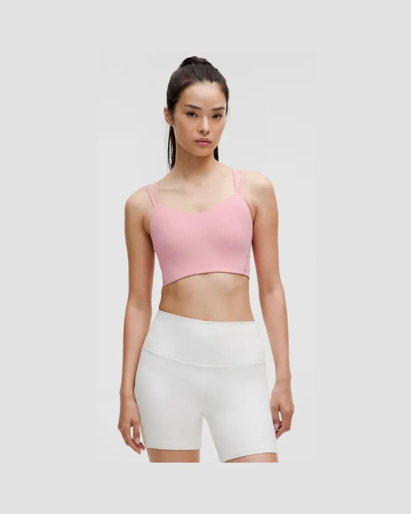 LULULEMON Like a Cloud Gerippter Longline-BH leichter Halt B/C Cups für Frauen – Größe in Pink Tide Pink