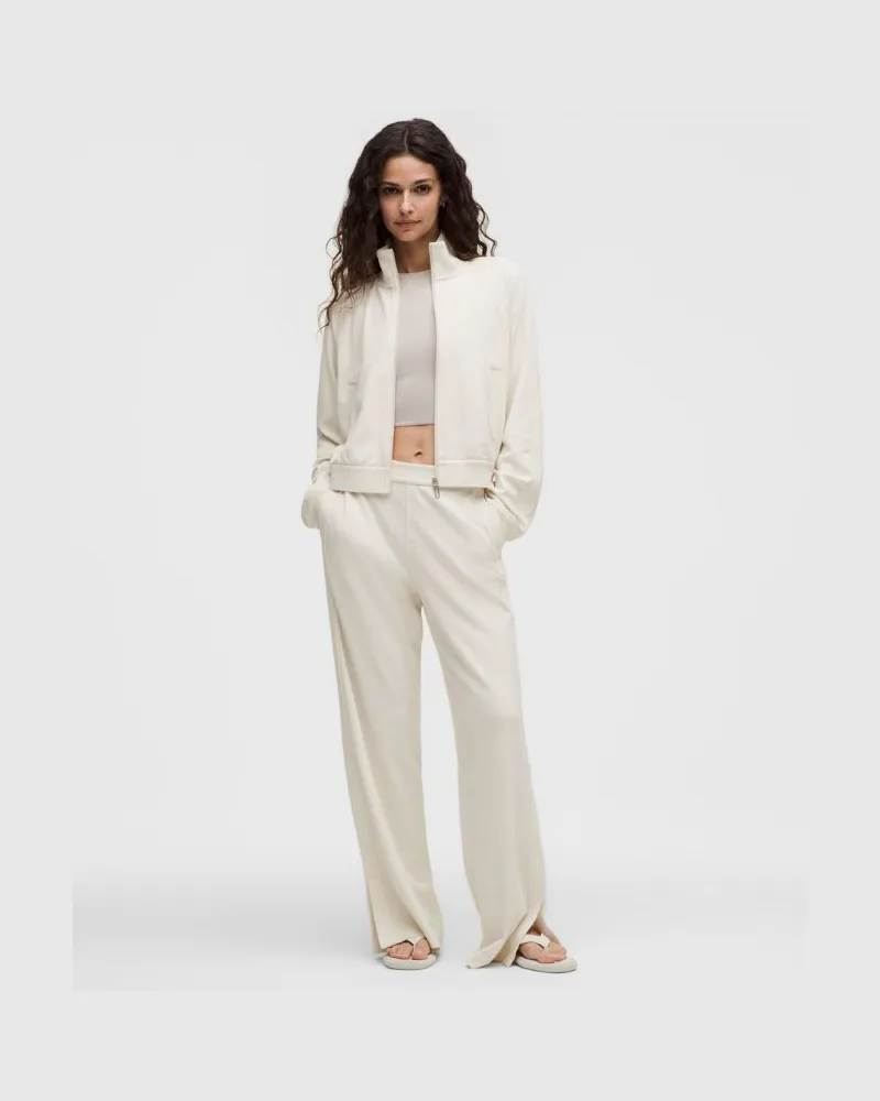 LULULEMON Softstreme Piqué-Hose mit hohem Bund und weitem Bein Normale Länge für Frauen – Größe in Light Ivory Light