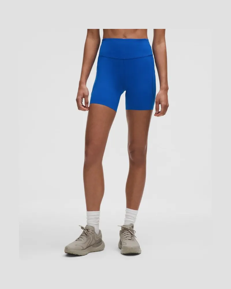 LULULEMON Fast and Free Shorts mit hohem Bund 5 Taschen für Frauen – 15 cm – Größe in Galactic Cobalt Galactic