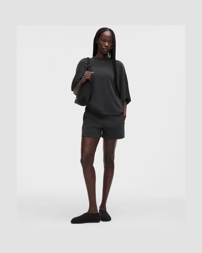 LULULEMON Leichte Softstreme Pintuck-Shorts mit mittelhohem Bund für Frauen – 10 cm – Größe in Schwarz Schwarz