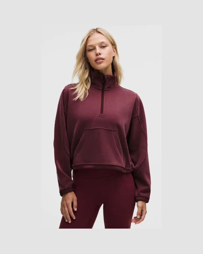LULULEMON Gebürstetes Top aus Softstreme mit halblangem Reißverschluss für Frauen – Größe in Burgundy Bay Burgundy