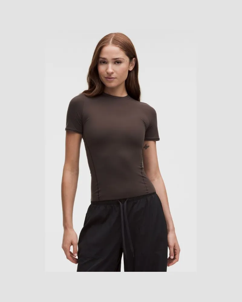 LULULEMON Wundermost Hüftlanges Kurzarmshirt mit Rundhalsausschnitt aus Ultra-Soft Nulu für Frauen – Größe in Mahogany Muse Mahogany