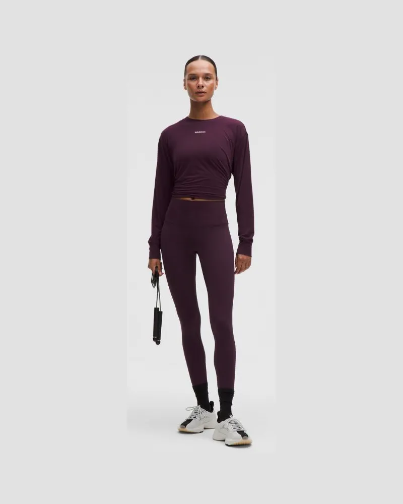 LULULEMON Wunder Train Crop Leggings mit hohem Bund für Frauen – 58 cm – Größe in Black Plum Black
