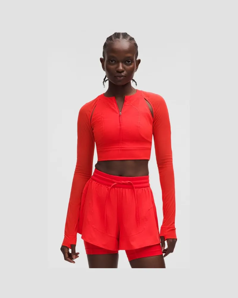 LULULEMON Crop-Langarmshirt aus SLNSH Kollektion für Frauen – Neon – Größe Love